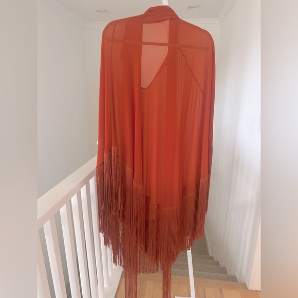 BLOGGERS FAV ZARA SHEER HIGH COLLAR FRINGE CAPE TOP - Picture 9 of 10